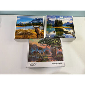 Wishdiam 1000pc Puzzle Lot of 3 Scenic Views 2 w/ Sealed Bag